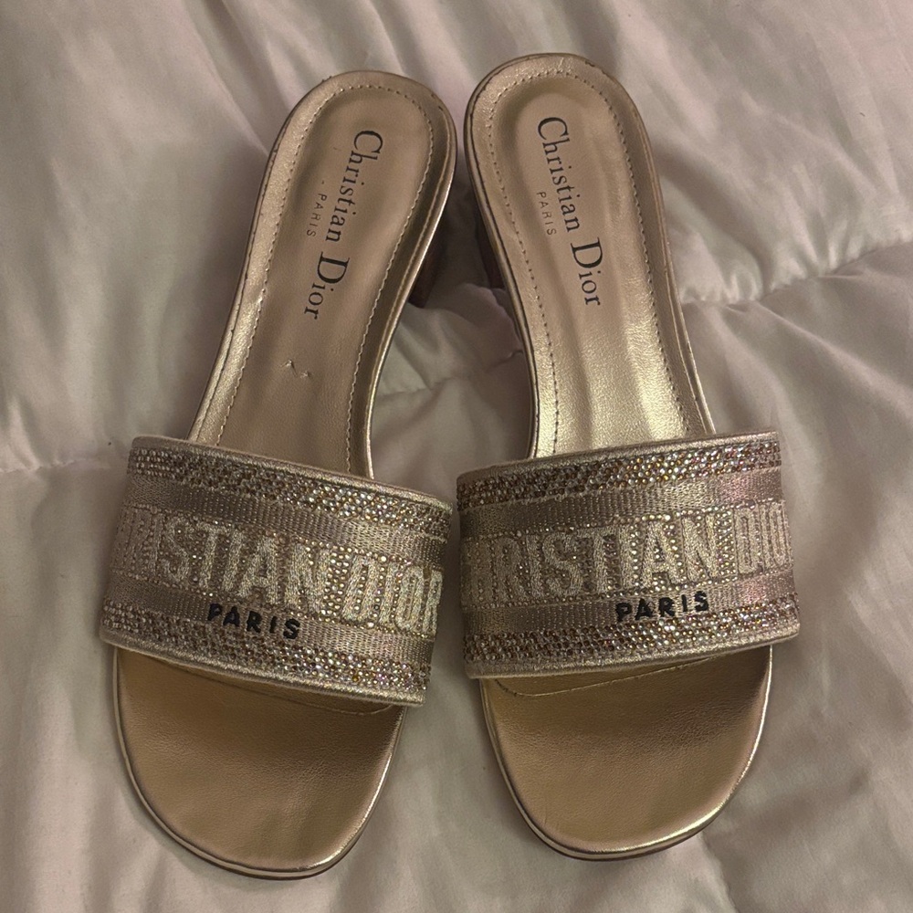 Dior Gold Women's Heeled Slide